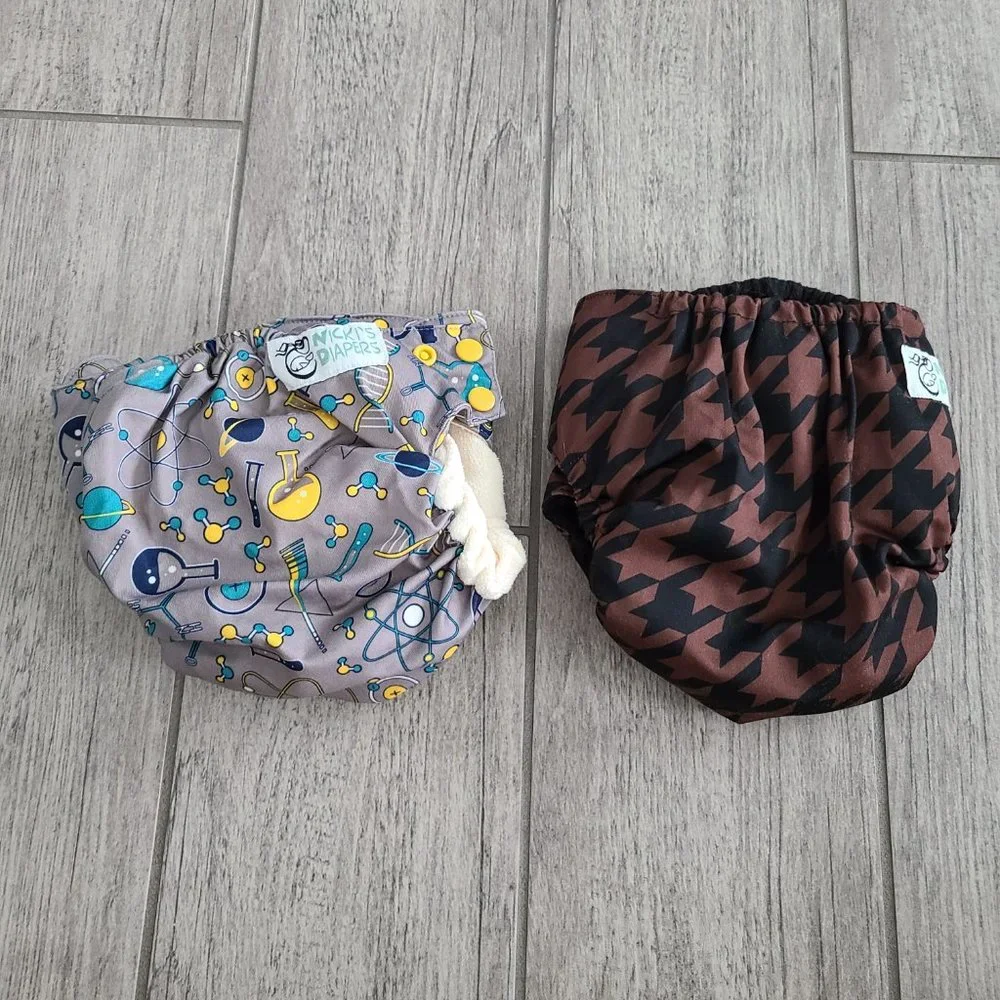 Nicki's Diaper baby cloth diapers set of 2 snap button and velcro